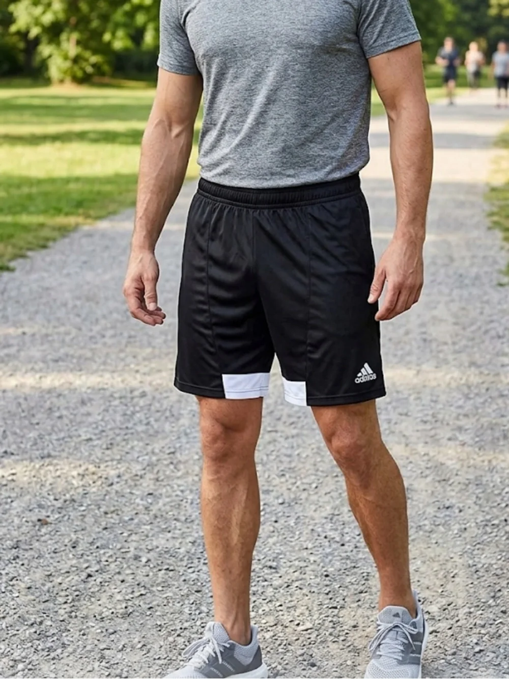 adidas‎ Men’s  Black Athletic Shorts with White Accents
